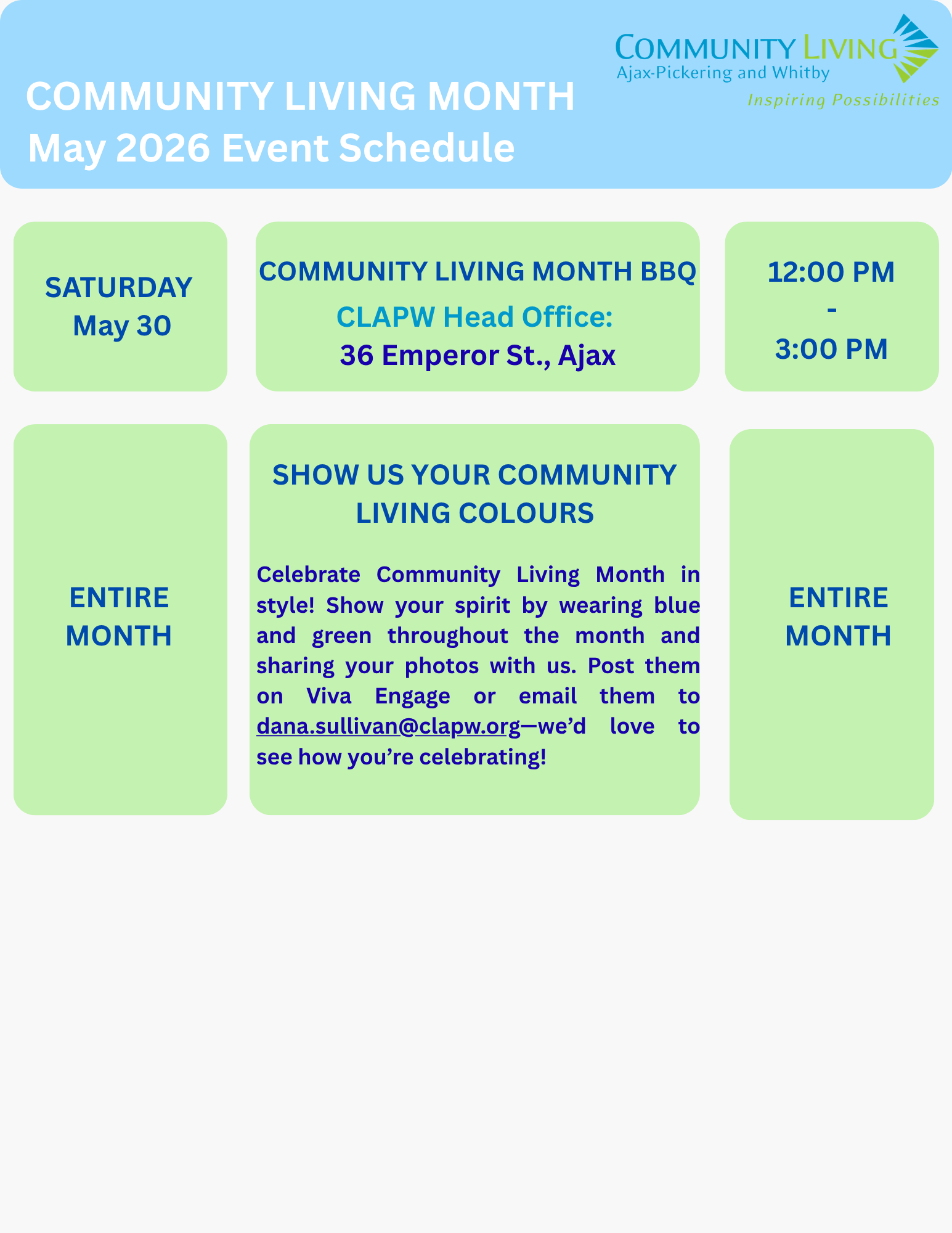 Community Living Events at CLAPW